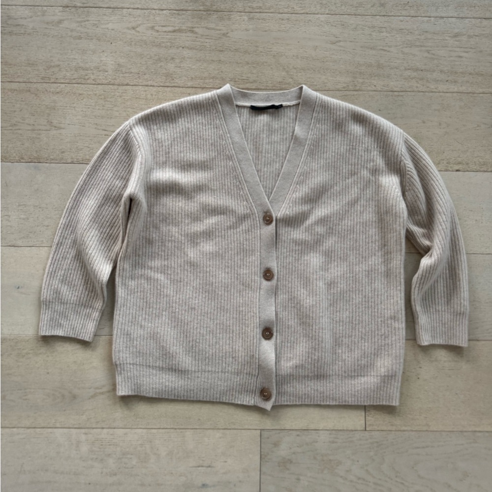 Jenni Kayne 100% Mongolian cashmere cocoon cardigan oatmeal S NWOT - Picture 8 of 11
